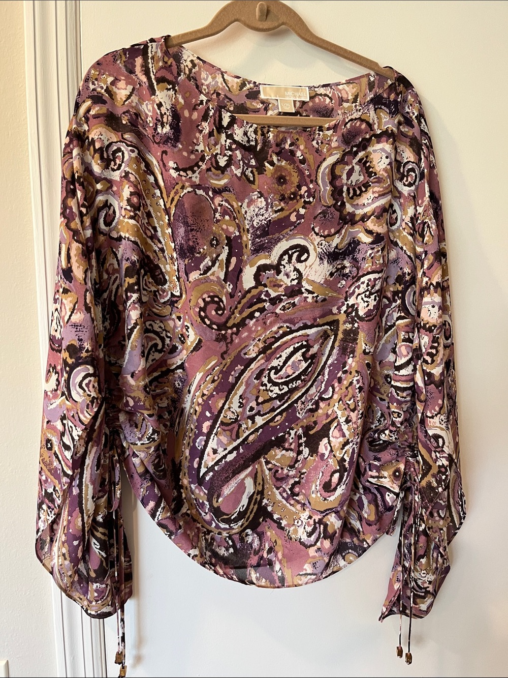 MICHAEL Michael Kors Purple Paisley Blouson Sleeve Top